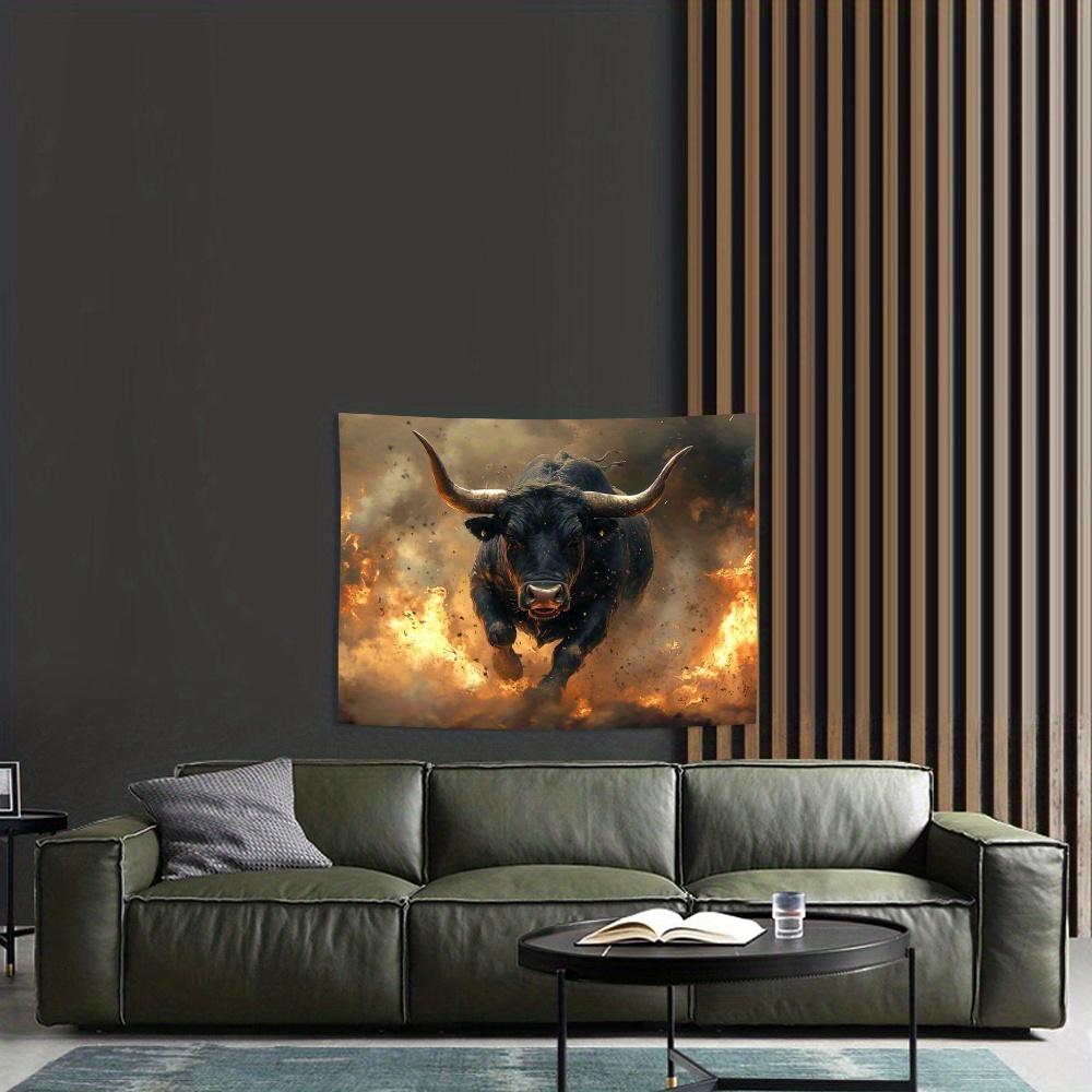 VIKAMA Wild Bull Tapestry Flame Mane Living Room Studio Bar Decoration Modern Light Luxury Style Wall Decorations