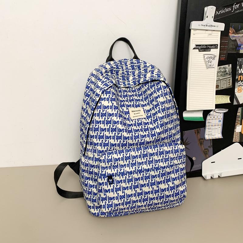 Print Backpack Large Capacity Student Schoolbag Men Letter Backpack