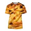 French Fries Pattern T Shirt For Men Potato Food 3D Printed Tees Summer Casual Loose O-Neck