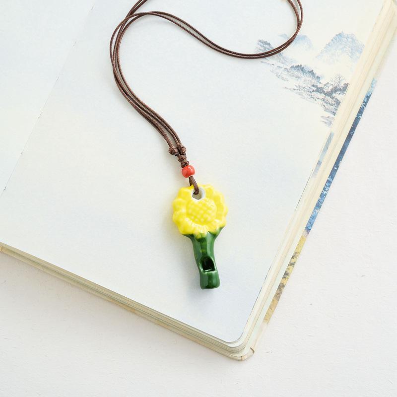 

Sunflower Ceramic Cartoon Whistle Necklace - Playful Gift for Girls