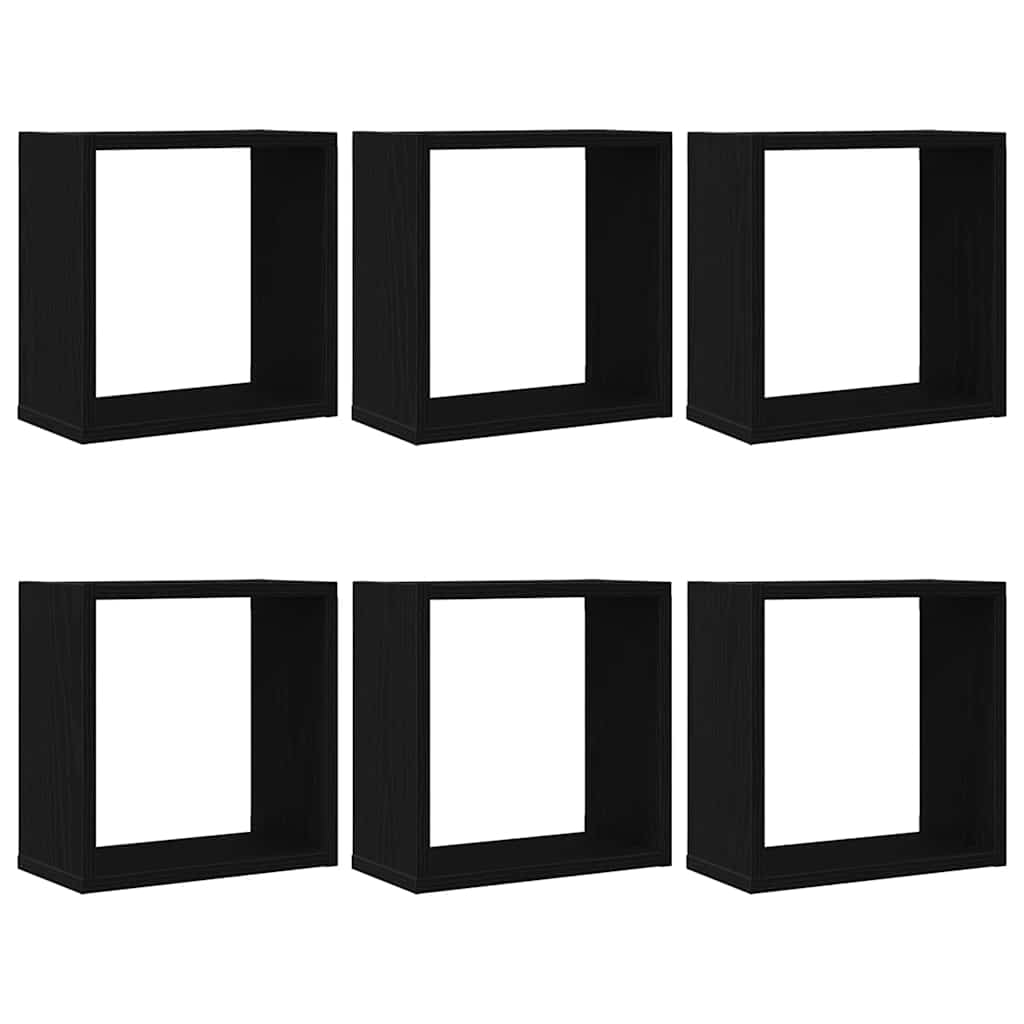 Cube Wall Shelves 6 Pcs Black Oak Effect 30 X 15 X 30 Cm