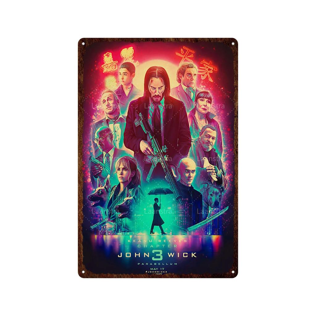 Vintage Movie Poster John Wick Poster Metal Sign Decorative Tin Painting Home Cafe Bar Kraft Poster Wall Sticker Decoration