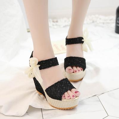 INS Lace Leisure Women Wedges Heeled Women Shoes Summer Sandals Party Platform High Heels Shoes Woman