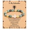 Emperor Stone Pink Zebra Beaded Bracelet with Cross Charm
