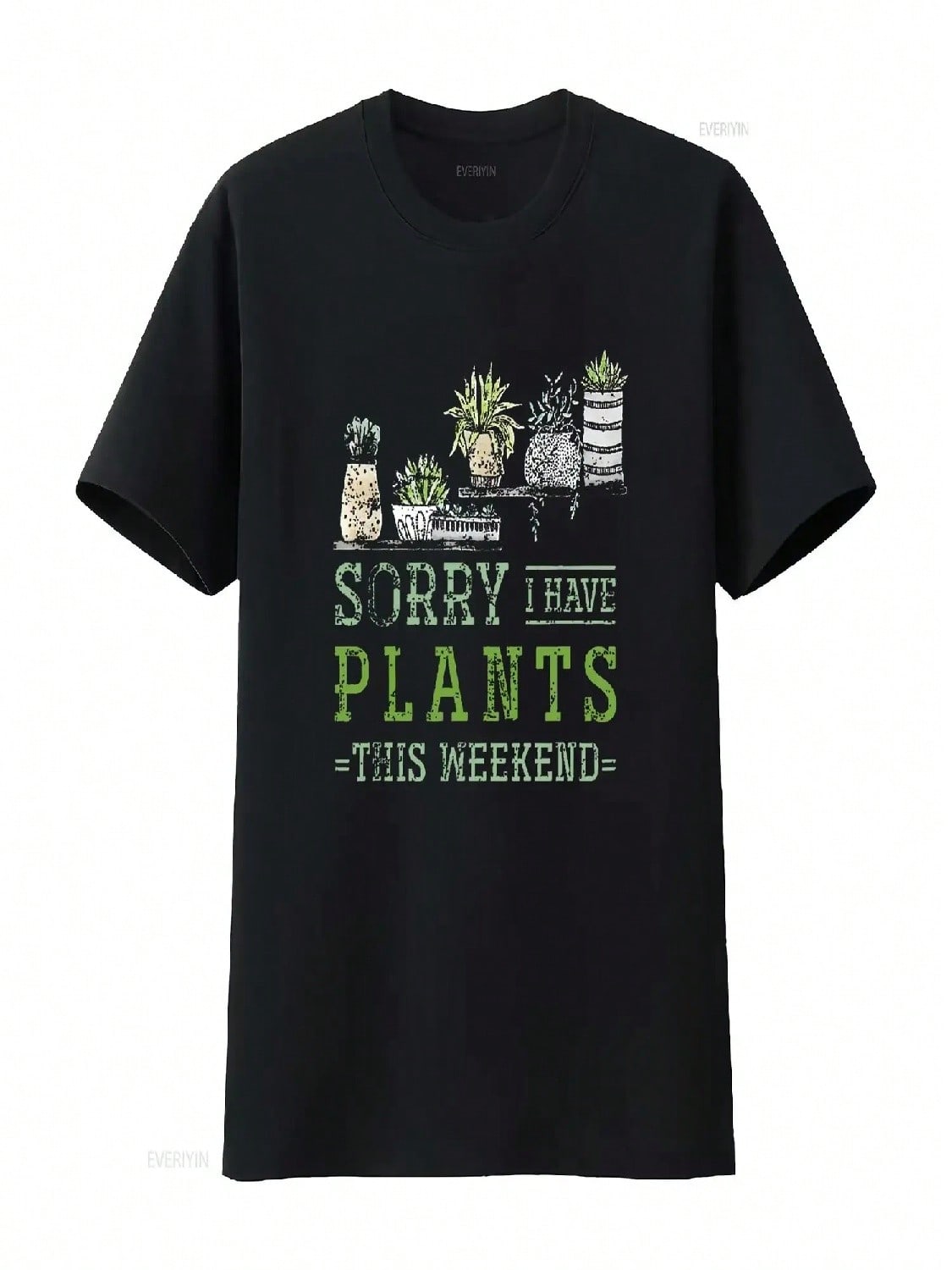 Wounisex Sorry I Have Plants These Weekend Plant T Shirt Black Vintage Washed Unisex Stylish Fashion Versatile Graphic Casual S разноцветный