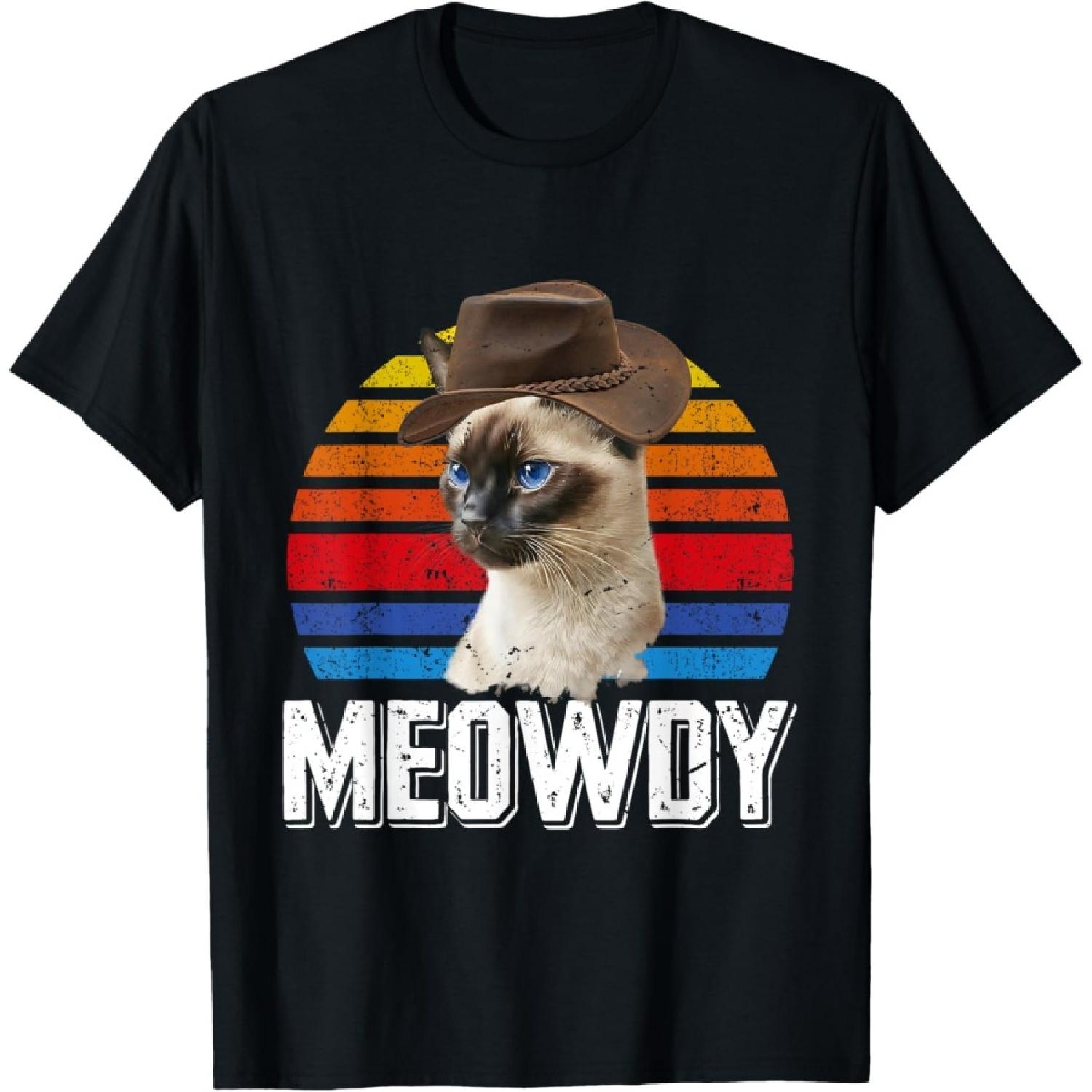 Владелец сиамской кошки МЯУДИ Смешные сиамские кошки Винтажная футболка для мужчин женщин S