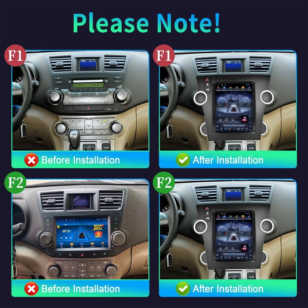 9.7inch Android Car Radio Multimedia For Toyota Highlander 2009-2014 Navigation Bluetooth Carplay Head Unit Touch Screen Stereo