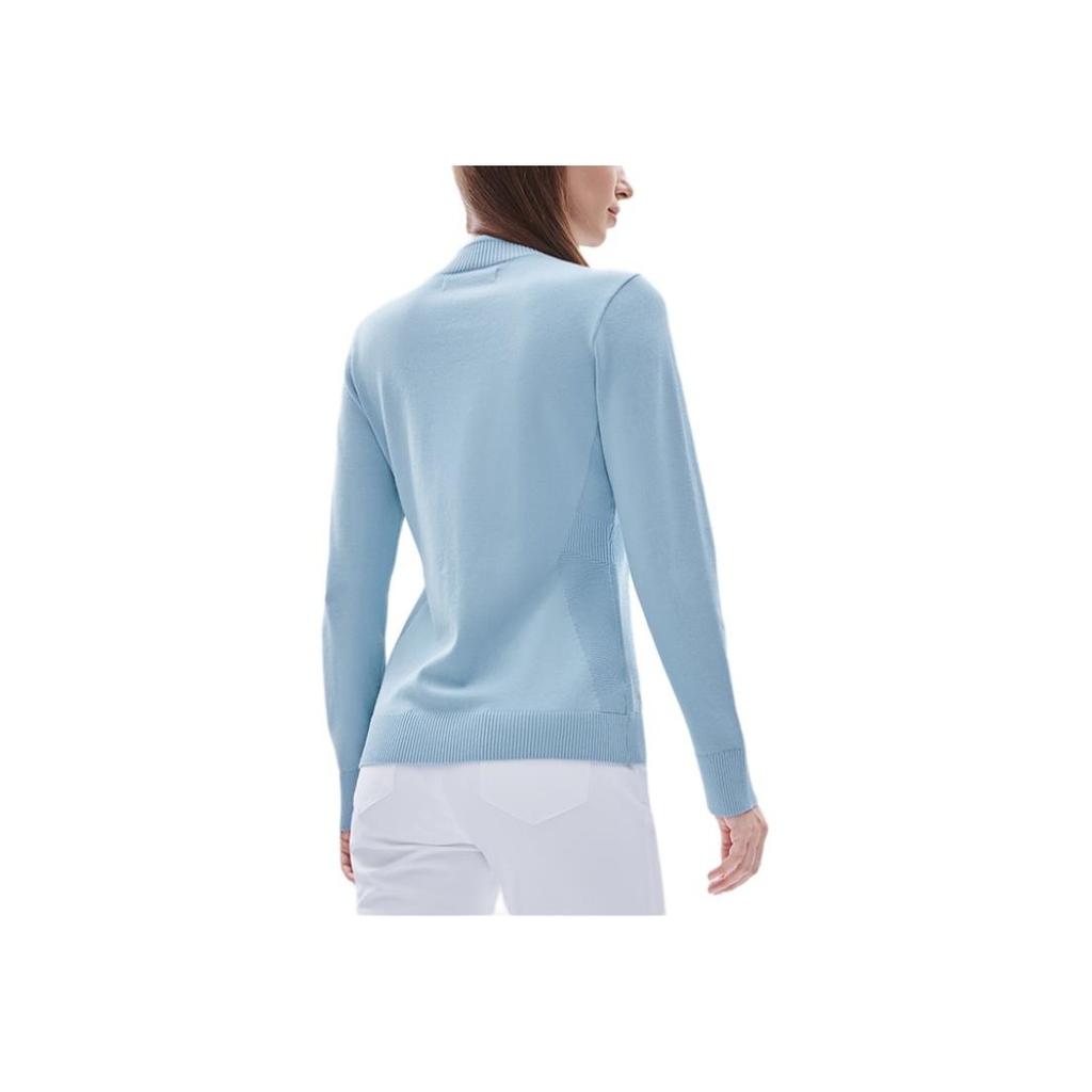 FILA Athletics Logo Embroidered Casual Comfortable Crew Neck Pullover Long Sleeve Knit Sweater Women sweater Sky-Blue A11W245405F-LB