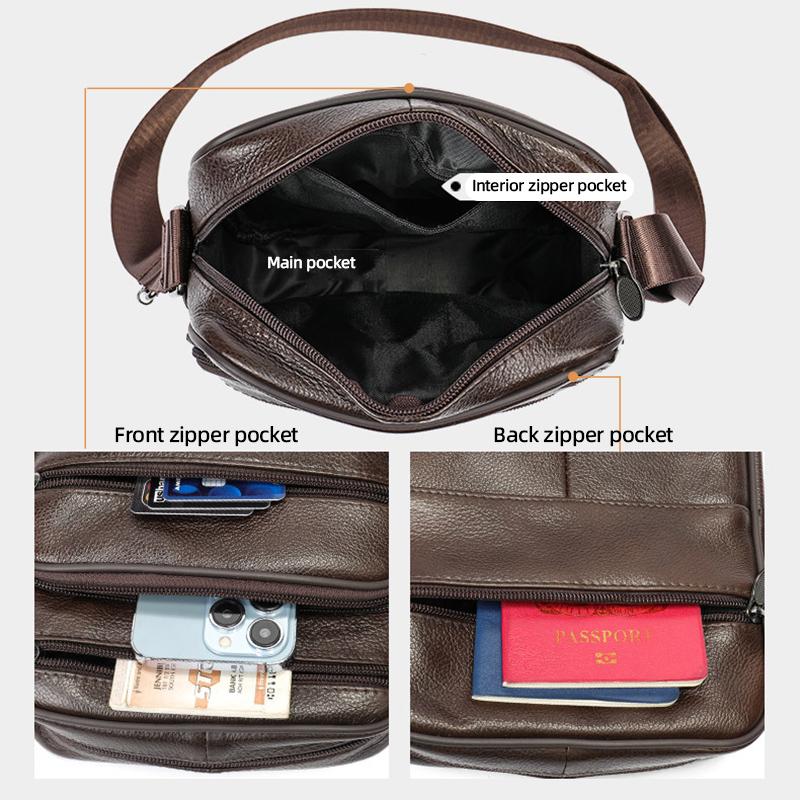 Neue vertikale Umhängetasche aus echtem Leder für Herren, lässige Umhängetasche aus vollnarbigem Leder, verstellbare Business-Umhängetasche aus Leder für Herren