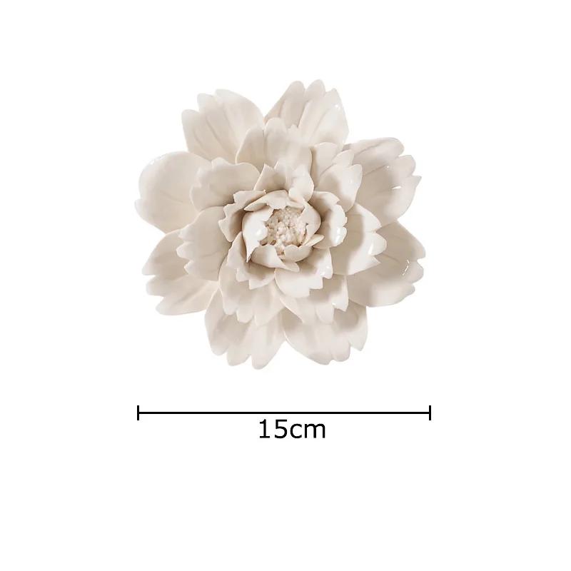 Blooming Flowers Porcelain Wall Hanging Ornaments Living Room Background Display Ceramic Peony Flower Wall-mounted Decorations