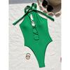S - XL 7 Colors Lace Up High Neck Full Back Women Swimwear One Piece Swimsuit Female High Leg Cut Bather Bathing Suit Swim