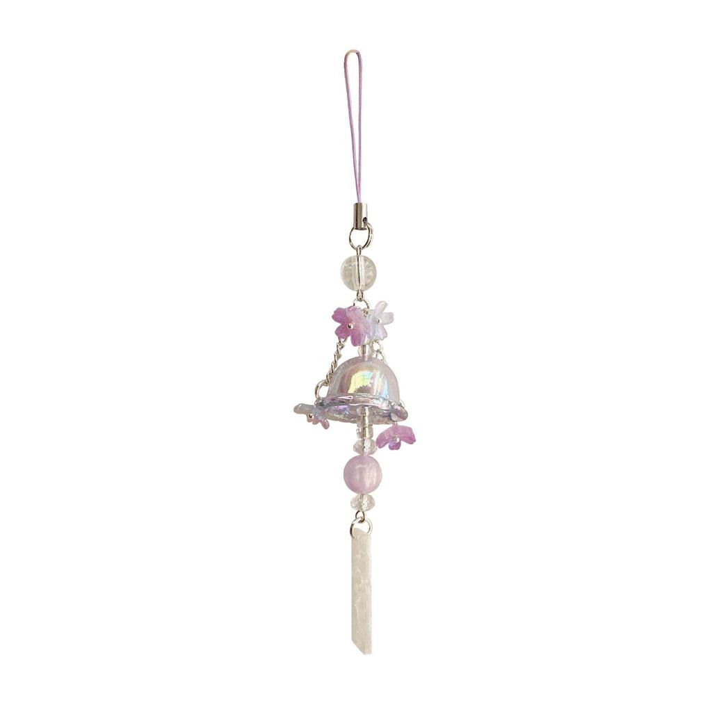 Artistic Jellyfish Wind Chime & Glass Lily Pendant: Phone Chain, Car Hanging, Bag Charm, Event Gift.