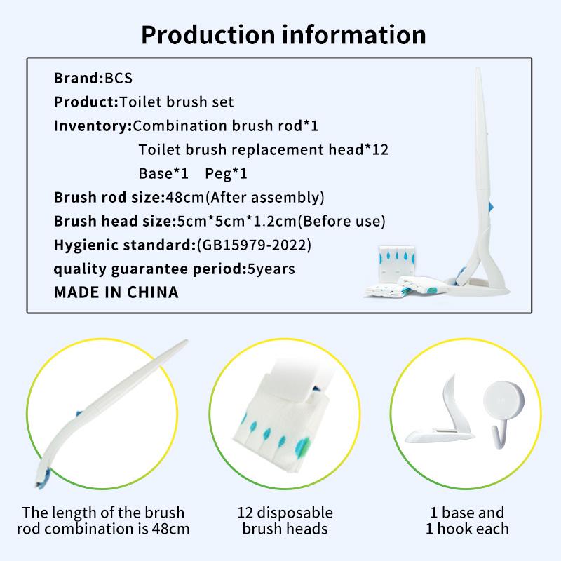 Disposable Convenient Toilet Brush Bathroom Toilet Cleaning Brush Toilet Brush Set with Refills