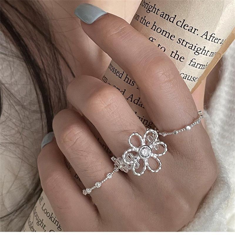 Geometric Handmade Irregular Flower Open Rings For Women Fashion New Jewelry Gift Party Daily Wholesale Anillos