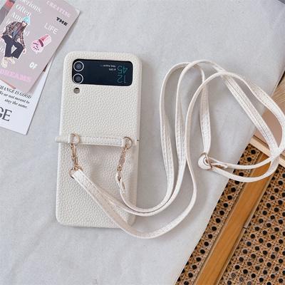 Carcasă de telefon din piele PU Crossbody pentru Samsung Galaxy Z Flip 6 5 4 3 Flip6 Flip5 Flip4 Flip3 5G, rezistentă la șocuri
