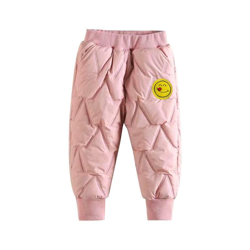 Children's Windproof Quilted Cotton Pants with Velvet Lining for Boys and Girls - Warm Winter Casual Wear