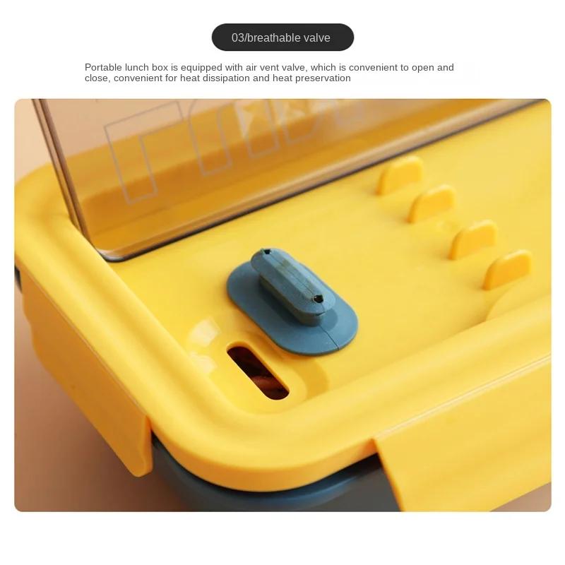 1100ml Microwave Lunch Box Portable 2 Layer Food Container Healthy Lunch Bento Boxes Lunchbox With Cutlery