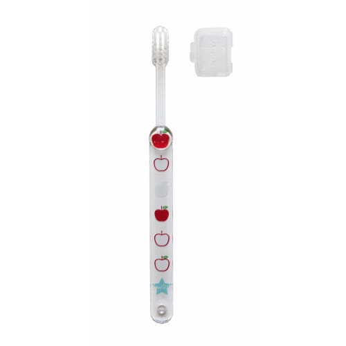 Children's Toothbrush Set for Girls (3-Piece Set with Caps) Apple Design