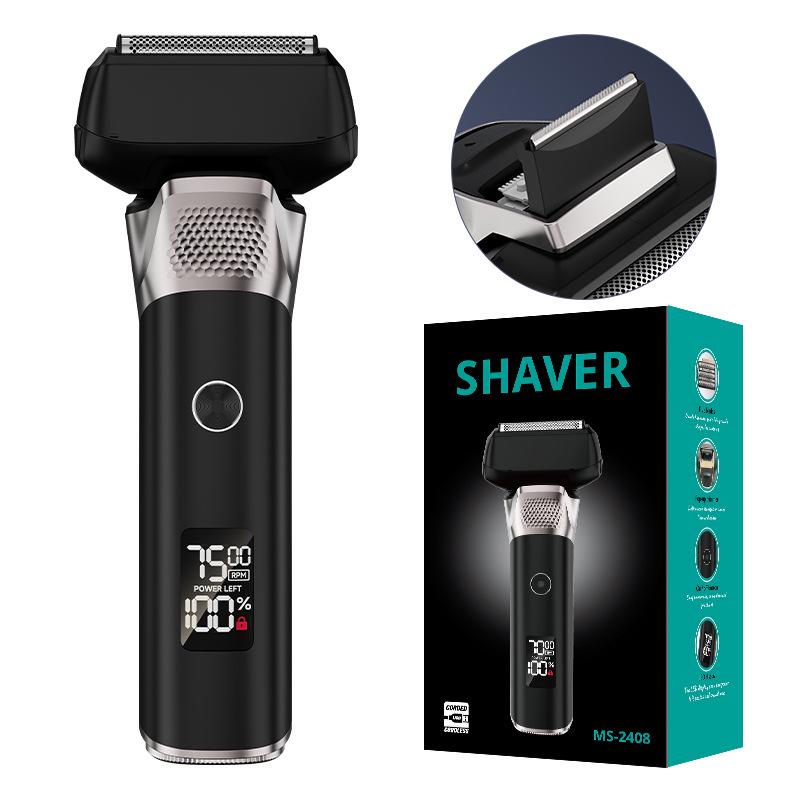 2025 High-Power Men's Electric Shaver with Digital Display & Washable Five-Blade Beard Trimmer