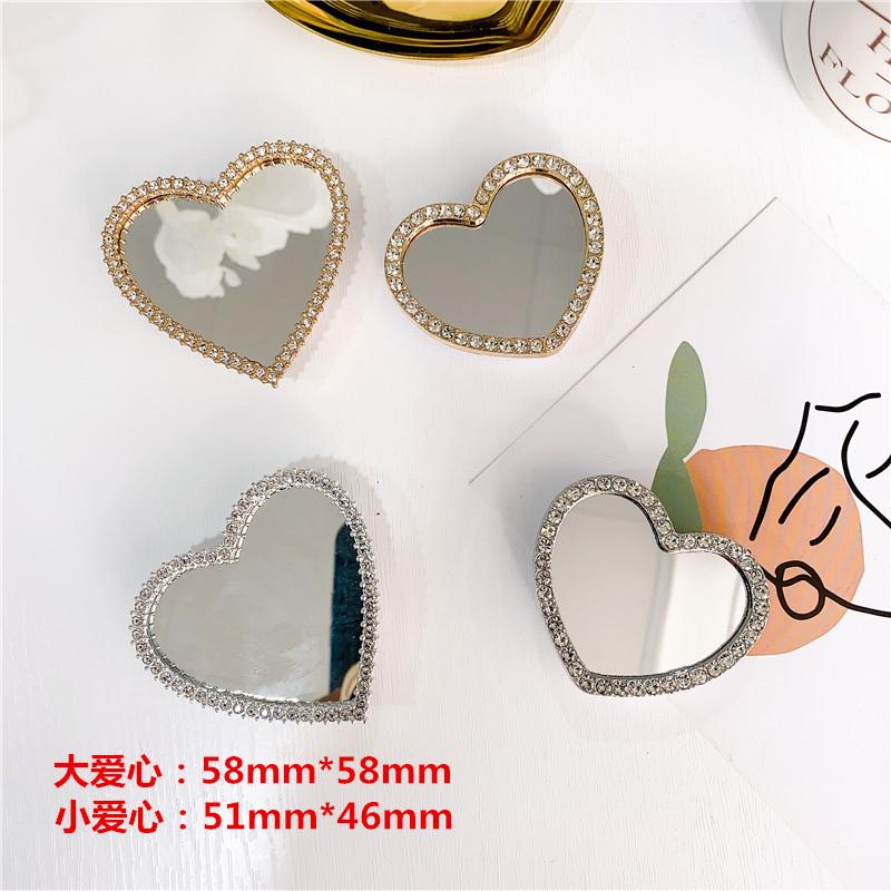 Wind-Inlaid Diamond Love Mirror Airbag Bracket, Paste-Type Telescopic Mobile Phone Bracket, Desktop Lazy Bracket