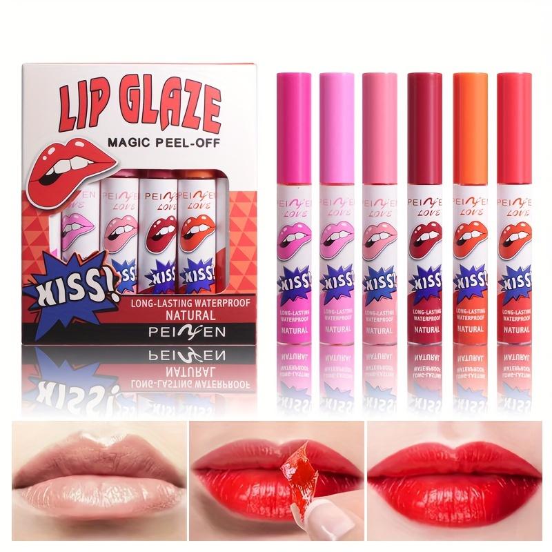 Set 6 Pz/set Lucidalabbra Magico Peel-Off Opaco Tinta Labbra Set Impermeabile Lunga Durata Facile Da Applicare Non Sbiadisce Rossetto Vellutato per Labbra e Guance