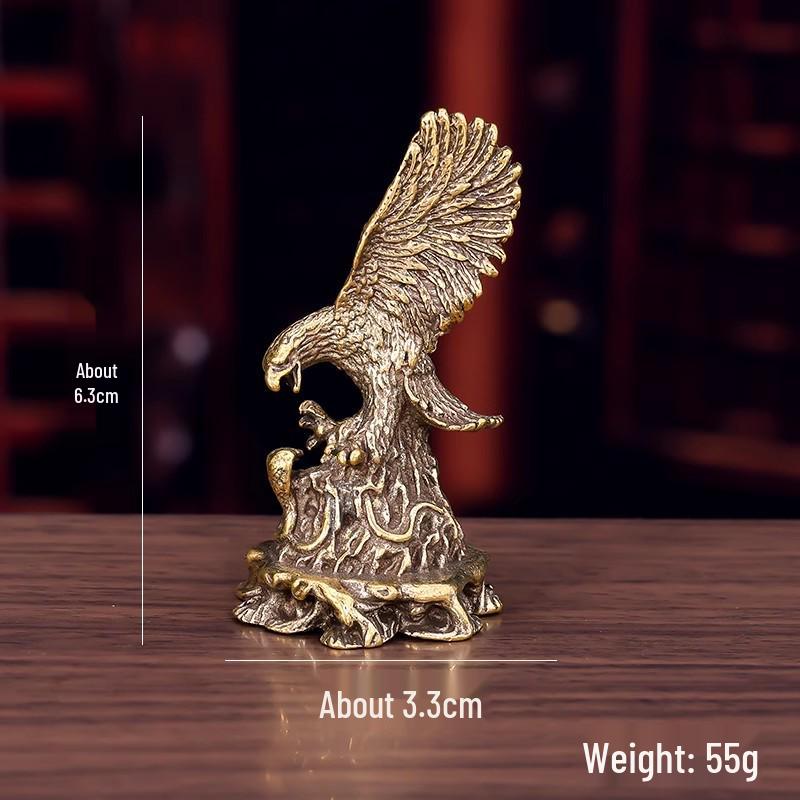 Vintage Bronze Eagle Figurine: Brass Ornament for Living Room or Office
