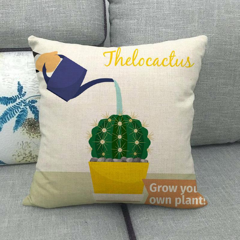 The Pattern Of The Watering Cactus Digital Printing Short Plush Pillow Covers For Car Sofa Office Cushion Cover Home Goods