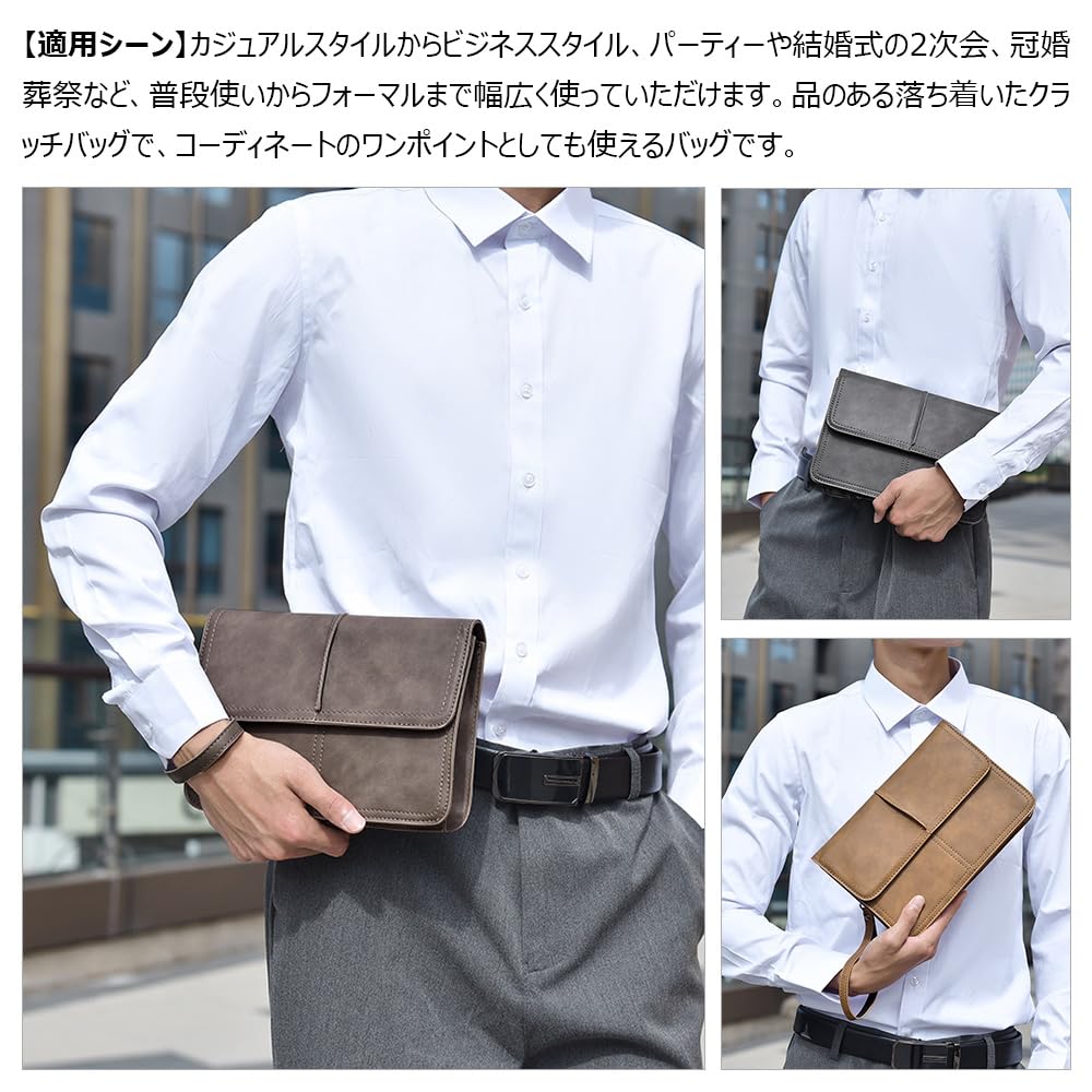 Leather Mini Second Bag Clutch Bag Small iPad Mini Storage Thick Leather Hand Strap Included Holds 6 Cards Handheld Wedding Formal Business Ceremonial