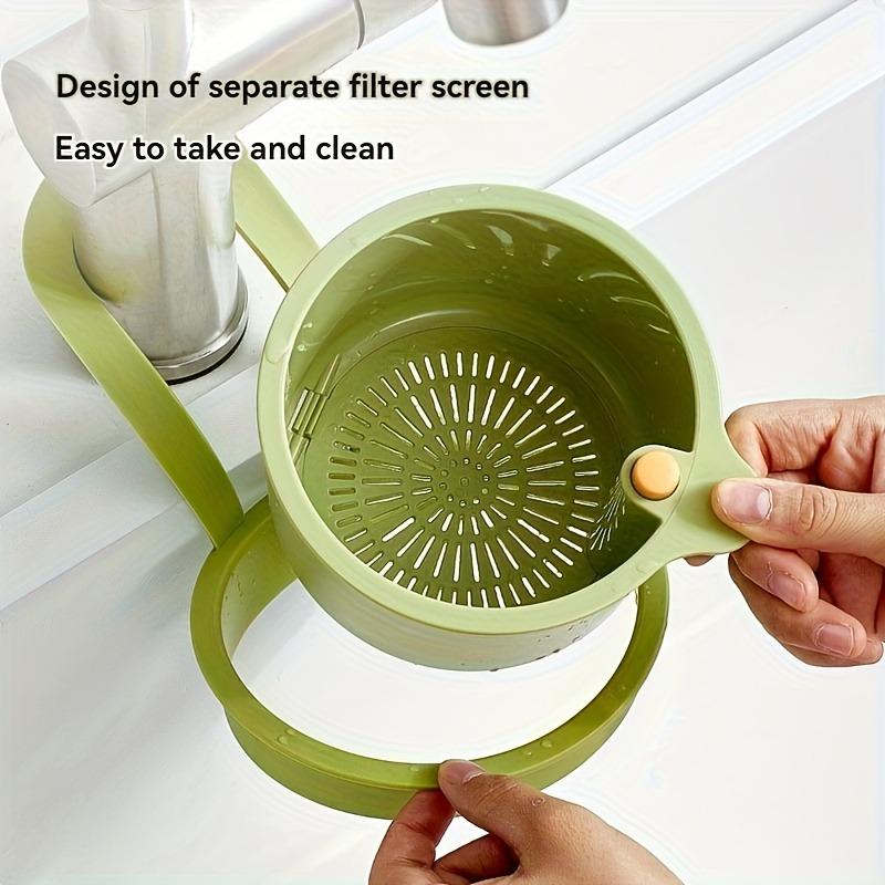 2-in-1 Heavy-Duty Hanging Sink Basket with Adjustable Hanging - Detachable Filter, Space-Saving Drain Basket,Food Waste Drainage