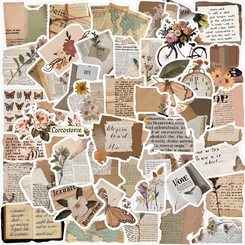 50 Pieces of Retro Graffiti English Stickers for Mobile Phone Notebooks, Luggage Box Computer Decorations, and Wall Art.
