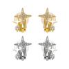 Practical Sparkling Star Design Ear Clips with Zircon Stones Ear Jewelry Copper Texture Suitable for Special Occasions