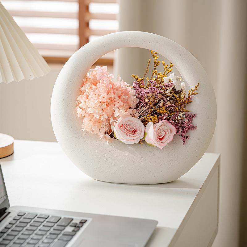 Ceramic Rotundity Vase Flower Arrangement Circular Retro Decoration Porcelain Bottle Flower Vase Home Decoration Accessories
