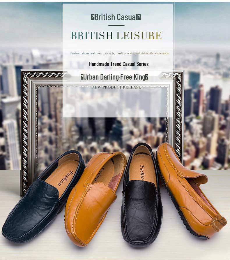 British Style Men's Plus Size Leather Driving Moccasins for Spring & Autumn