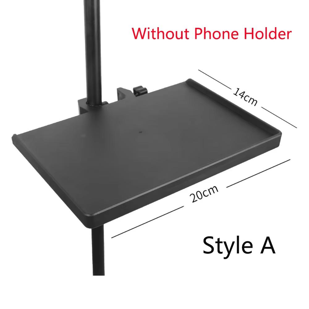 Microphone Stand Tray Mic Stand Tray with Phone Holder Adjustable Clamp On Stand for Singing Podcast Recording Streaming Stage