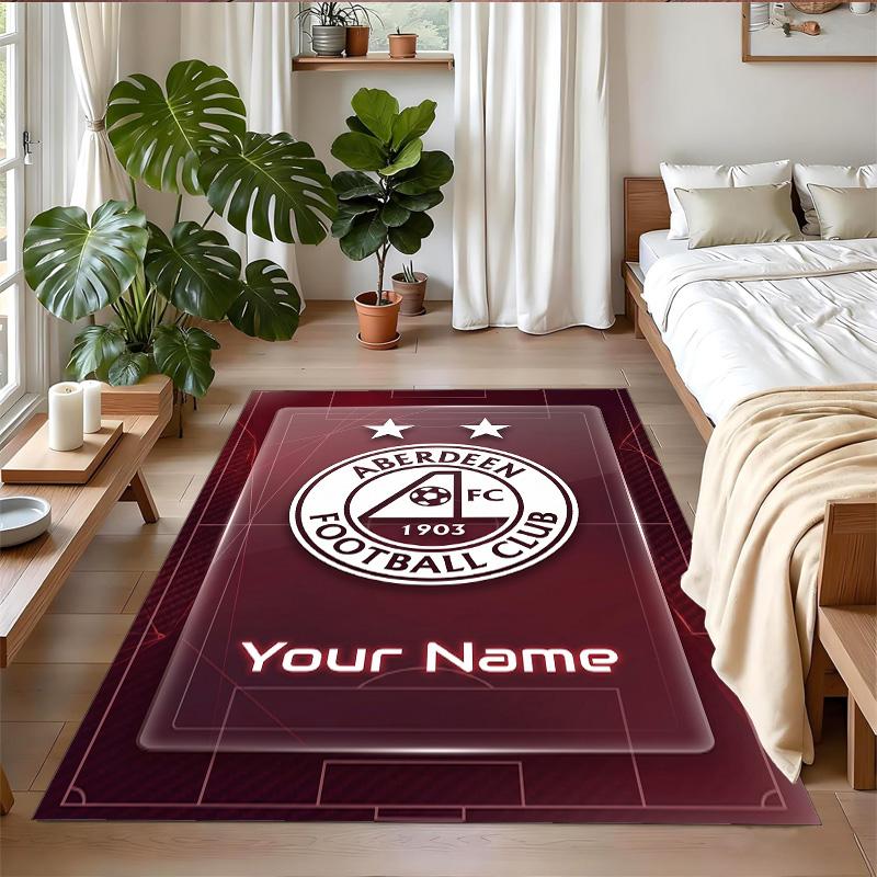 Crystal Velvet Rug Custom Name Text, Soft Non Slip Floor Mat Home DecorAberdeen FC