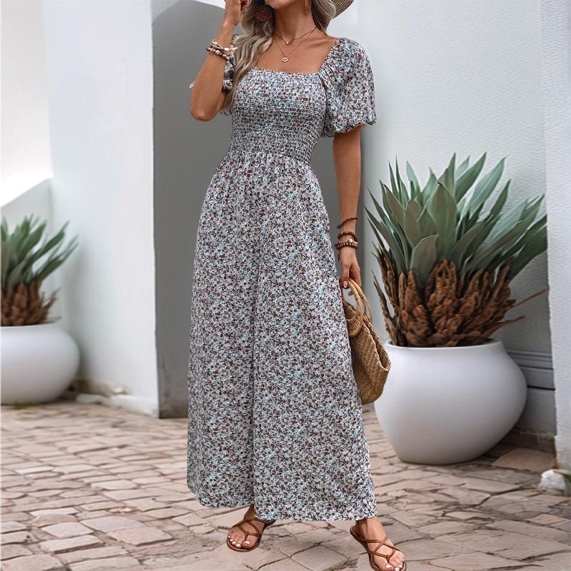 Women's Summer Jumpsuit Slim Elastic Print Jumpsuit Pants