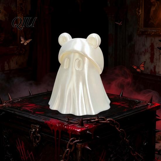 Cartoon Ghost Sculpture 3D Printed Frog Statue, Halloween Spooky Figurine, Figurine Decorative for Holiday Party Mini Statue
