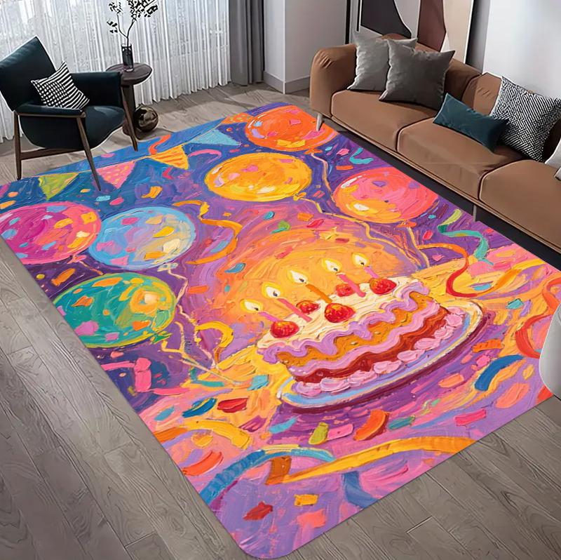 

Playful Cake Balloon Rectangular Area Rug for Bedroom Living Room Office Non Slip Washable Floor Mat Home Decorative Soft Carpet 40X60CM