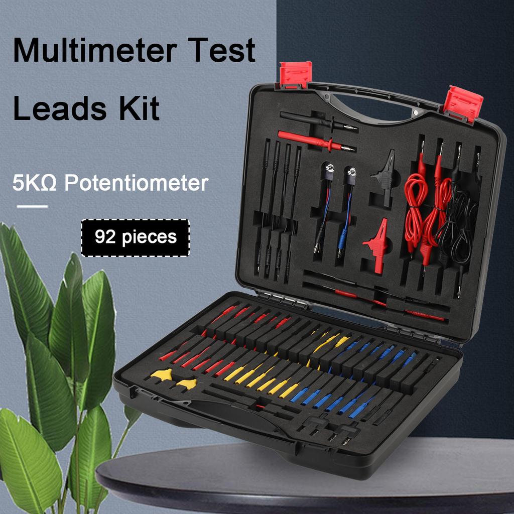 92Pcs/Set Car Multimeter Test Leads Kit Multi Function Electrical Relay Tester Probe Set Auto Diagnostic Tools 12V 24V