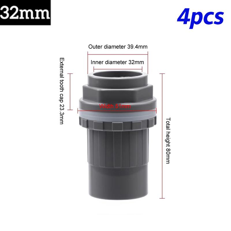 2pcs PVC Connectors 20/25/32mm for Fish Tank Drainage and Garden Pipe, Aquarium Outlet Connector