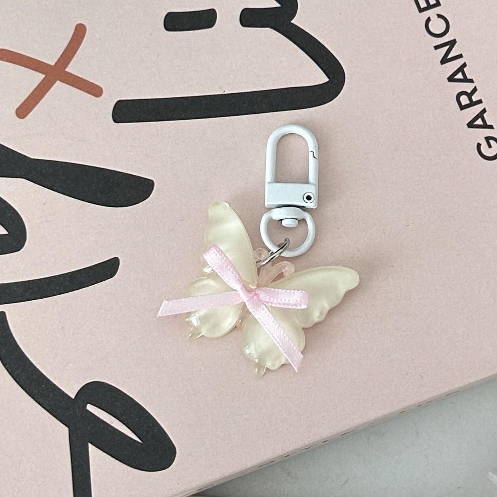 Sweet Jelly Butterfly Pendant Cute Ribbon Bow Keyring Lovely Butterfly Keychain  Kids