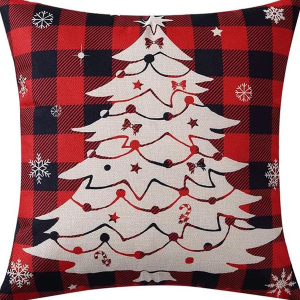 Christmas Pillowcase Linen Print Elk Snowman Home Decoration Sofa Cushion Cover