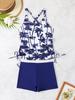 2026 Women's Coconut Tree Print Tankini Set with High-Waisted Briefs