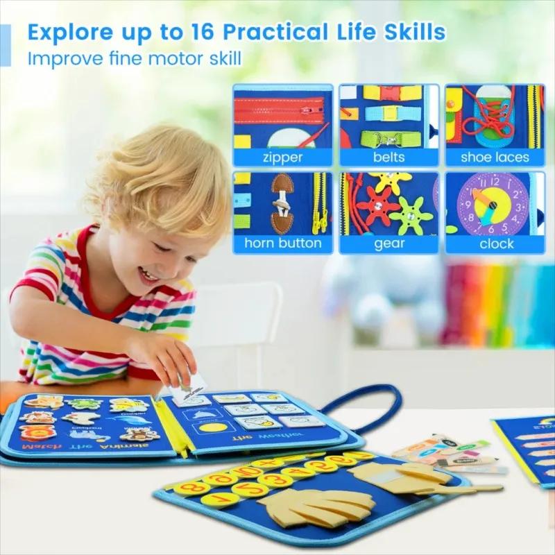 Spielzeug Spielzeug Montessori Filz Beschäftigungsbücher Puzzle Tragbare Beschäftigungstasche Frühes Lernen Sensorisches Beschäftigungsbrett Aktivitäten Spielzeug Kindergeschenk