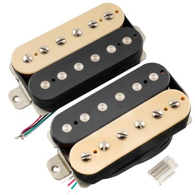Musiclily Pro Alnico 5 Zestaw Humbuckerów PU Złoty do Elektrycznej Zebry LP-OMHA Przetworniki Odkryte, Szyjka/Mostek 7.5K/16K Gitara,