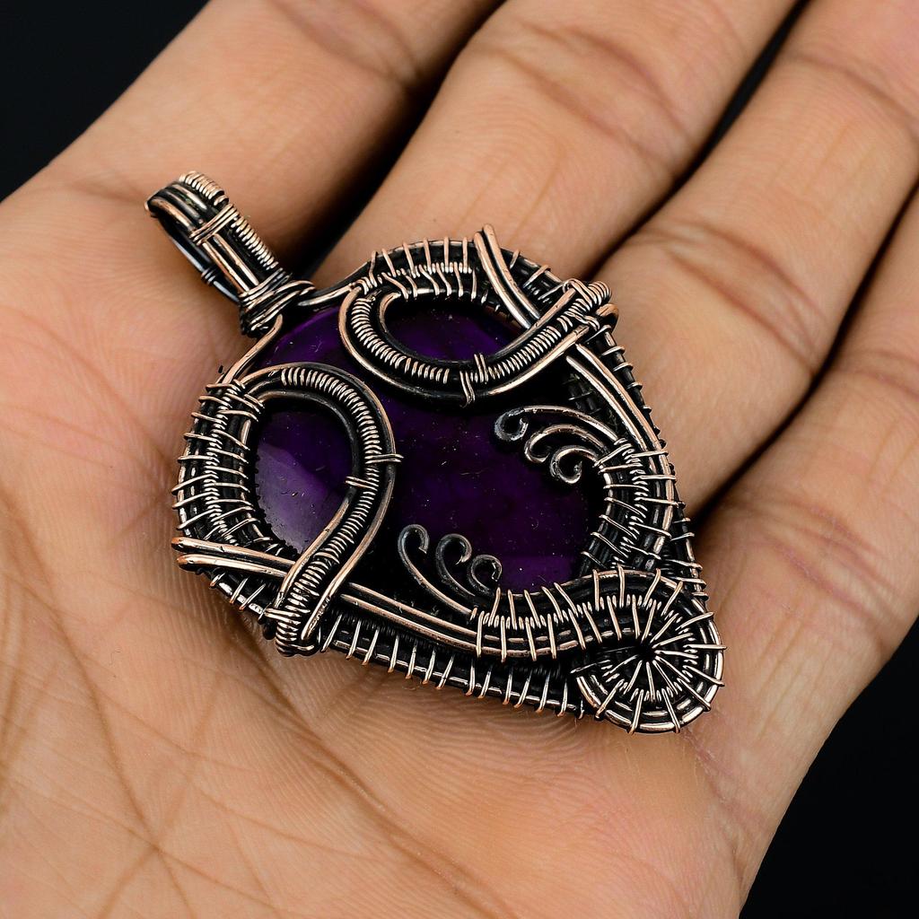 Purple Flash Labradorite Jewelry,  999 Copper Wire Wrapped Pendant Handmade Gemstone Jewelry, Gifts For Wife Brand New Pendant