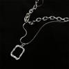 Fashion Unisex Multilayer Hip Hop Long Chain Necklace For Women Jewelry Gifts Square Pendant Necklace Accessories