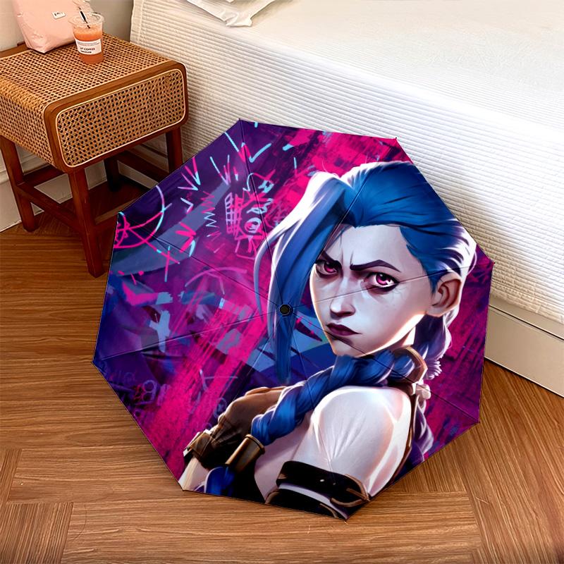 Jinx pattern, automatic folding umbrella, portable and foldable design, 8 ribs, a Christmas or birthday gift.