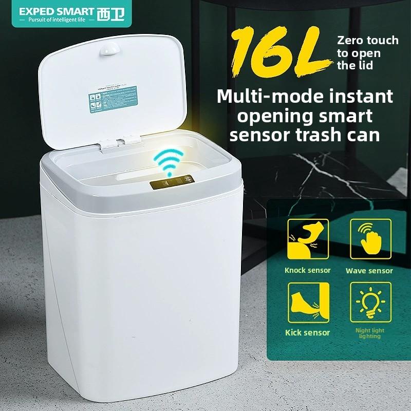 Cubo de basura inteligente con sensor automático para cocina baño y hogar