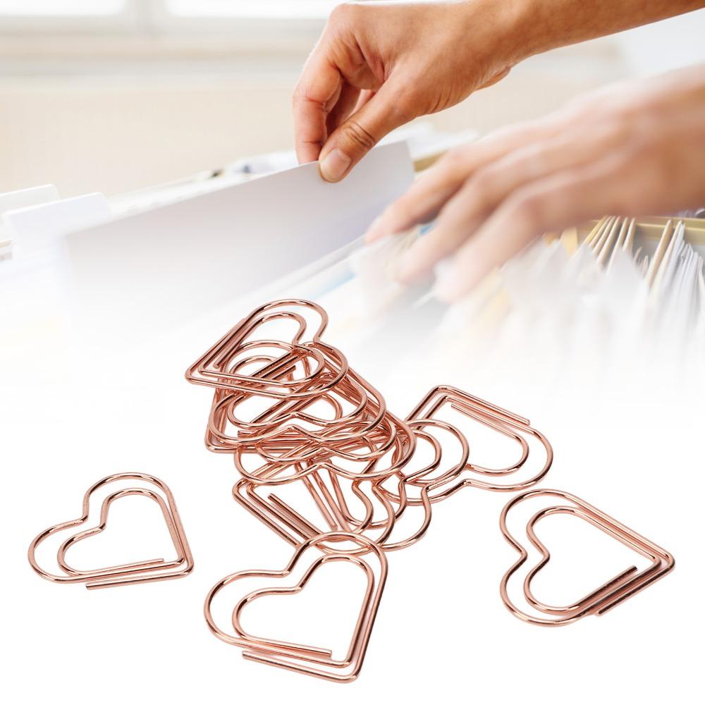 100Pcs Electroplated Metal Paperclips Heart Shaped Gold Paper Clips Office Clips  Scrapbook Making